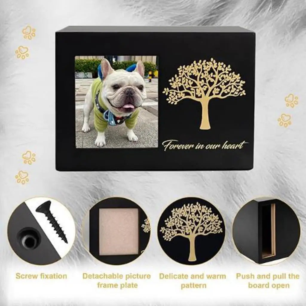 Wooden Pet Ahses Cremation Urn with Photo Frame