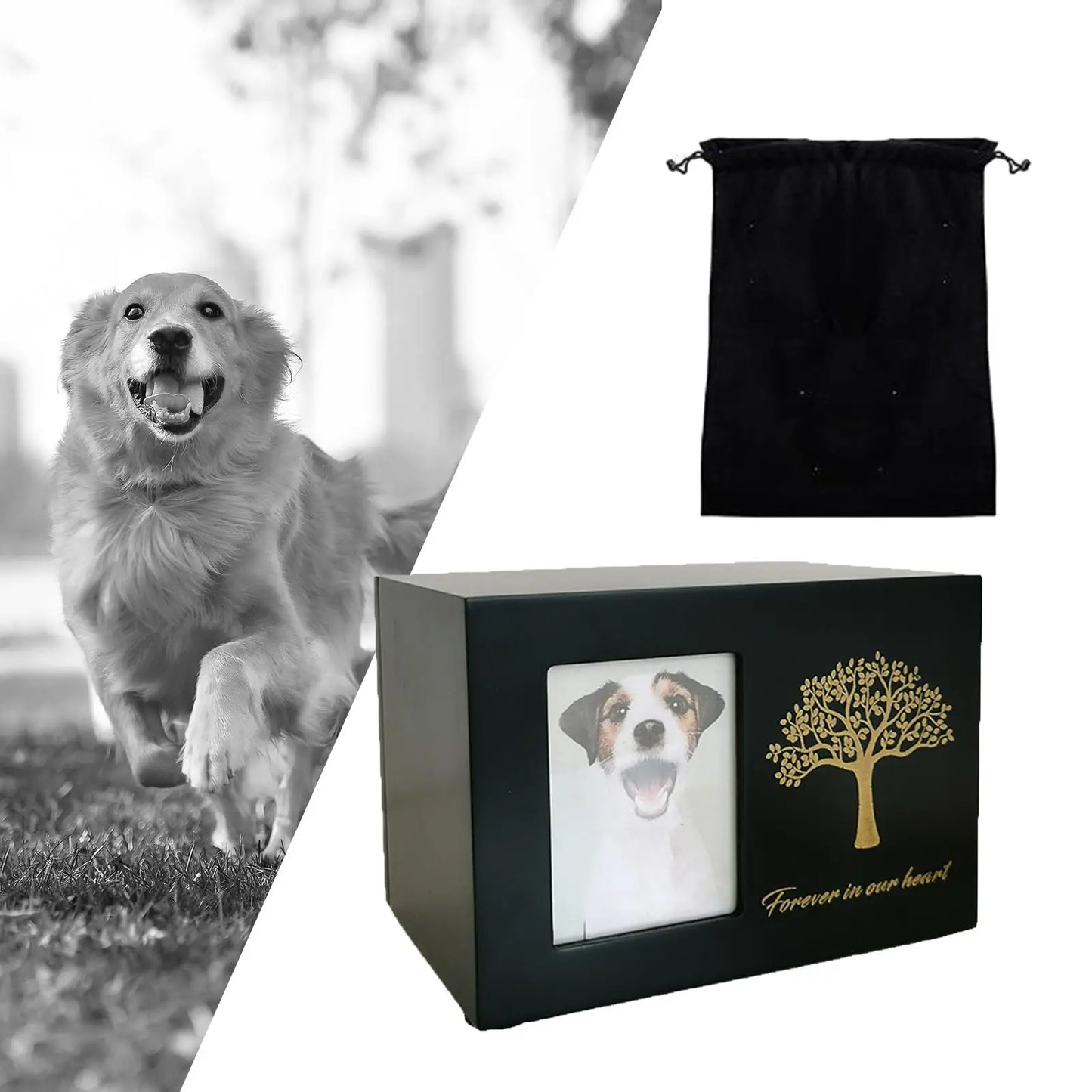 Wooden Pet Ahses Cremation Urn with Photo Frame